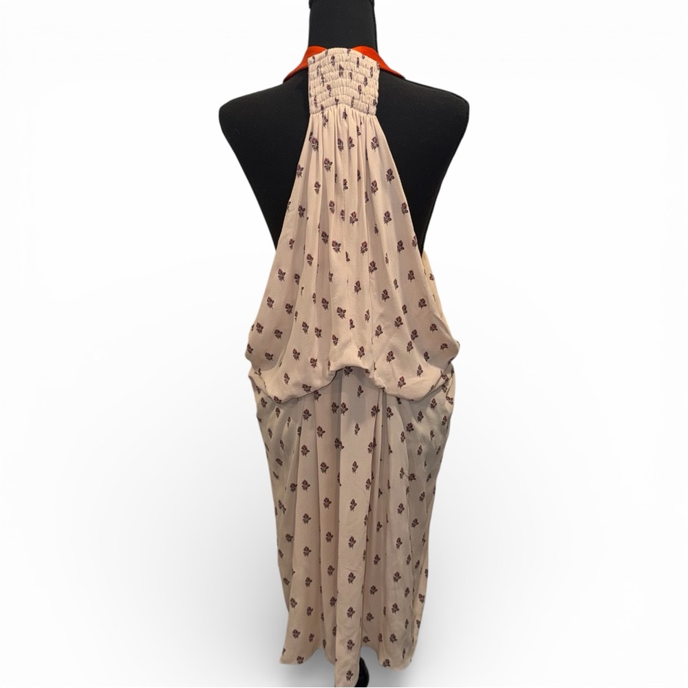 Valentino White Orange Mini Dress Halter Scarf Print 4 Resort Cocktail Boho 🟡 - Picture 9 of 14